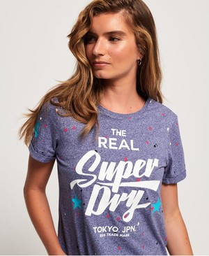 Superdry Splat Heritage Boxy Női Pólók Sötétkék | DAGTZ9683